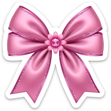 Pink flower bow with glitter sticker