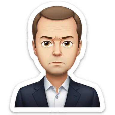 portrait of Dmitry Medvedev with a serious expression sticker