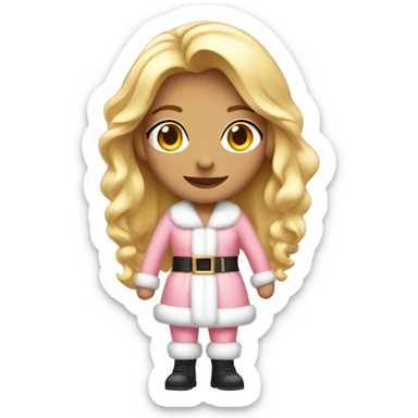 Full body blonde Pretty girl in a light pink Santa outfit  sticker