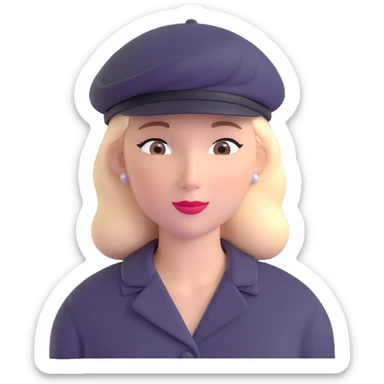 Parisian woman wearing a beret hat sticker