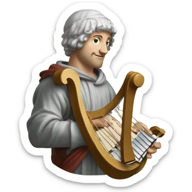 Petrarch holds a lyre in his hand sticker