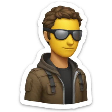 Persona con un casco 🪖 estando enfadado sticker