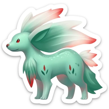 Kawaii Cute Edgy Green Red White ethereal Fionbri-Vernid-Trico-animal-creature full body sticker
