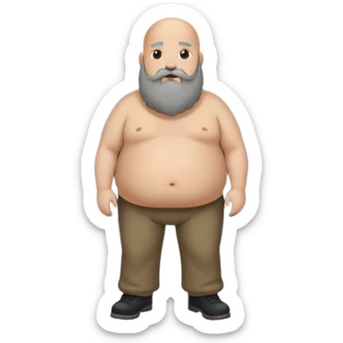 A fat bald and very short man with long beard which is black and grey and is bent forward a bit and farting and a giant smoke is coming out of his butt and occupying all the environment  sticker