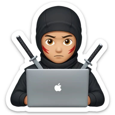 A NINJA DEVELOPER WITH A LAPTOP sticker