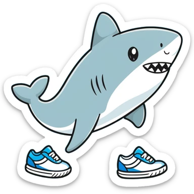 Shark and sneakers Nike blue sticker