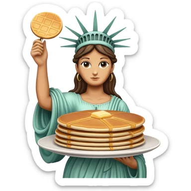 Statue of Liberty holding a stack of pancakes sticker