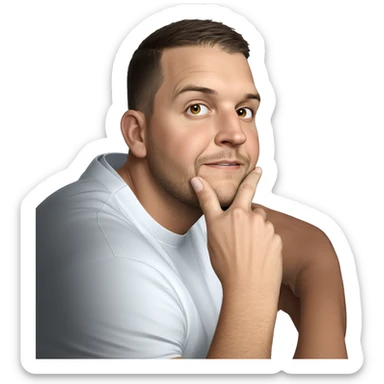 thoughtful male in white shirt sticker