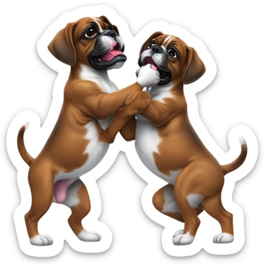2 brindle boxer puppies playing football in football pads sticker