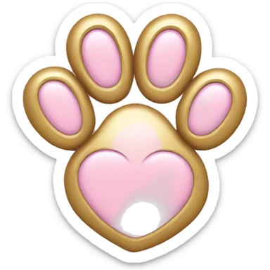 Gold heart with light pink paw print  sticker