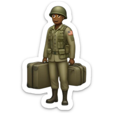 soldier with a luggage sticker