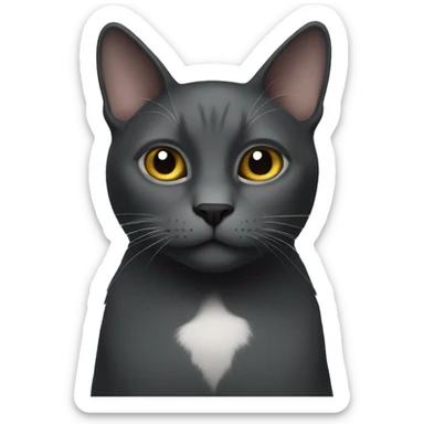 Dark gray cat with white spot on neck sticker