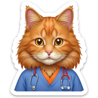 Maine Coon Cat wearing scrubs sticker