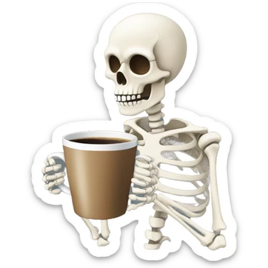 skeleton drinking coffee sticker