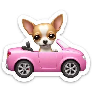 chihuahua in pink car  sticker