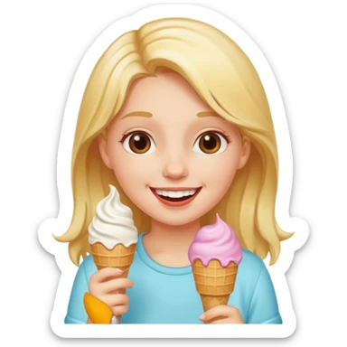Girl eating ice cream sticker