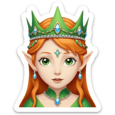 Hyper realistic green ivy forest elf mage queen fairy pale skin blue eyes ginger hair sticker