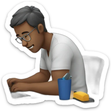 man busy at work sticker