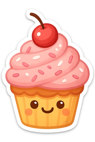 a sweet and playful pink cupcake emoji sticker