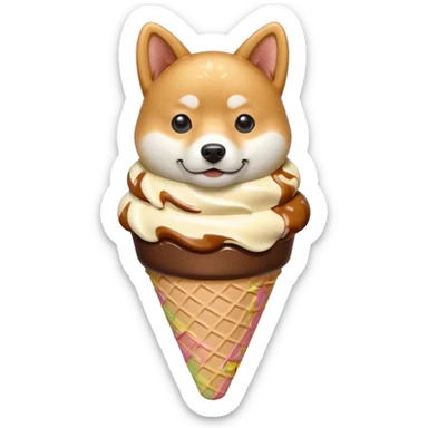 Shiba Jasper chocolate vanilla swirl ice cream cone sticker