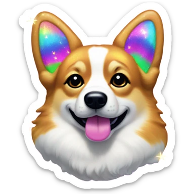 Lisa frank glitter corgi with bows on head sticker