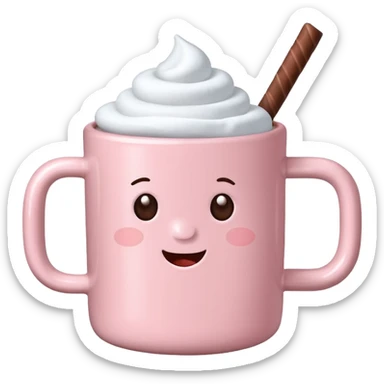 Light Pink mug of hot chocolate with marshmallows sticker