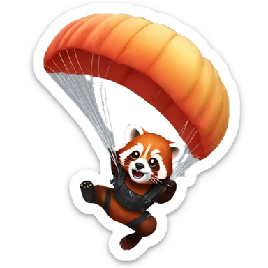 red panda parachuting sticker