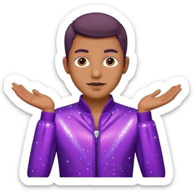 man supervisor wearing glitter purple glittery clothes sticker