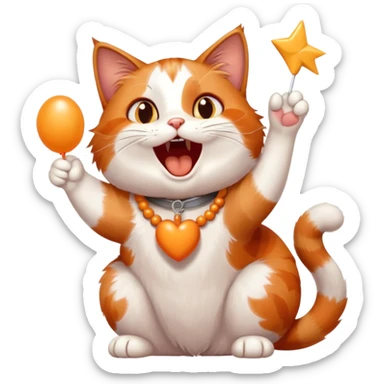 Calico cat singing happy birthday  sticker