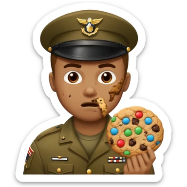 Militar mordiendo galleta sticker