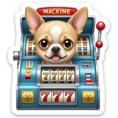 Chihuahua pug dog playing slot machine  sticker