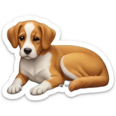 Chiot roux sur un relax sticker