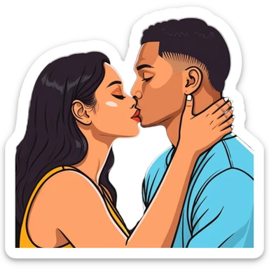 Tefi Valenzuela Peru Instagram Model kissing Josh King Madrid hyper realistic  sticker