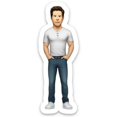mark wahlberg cartoon wearing henley sticker
