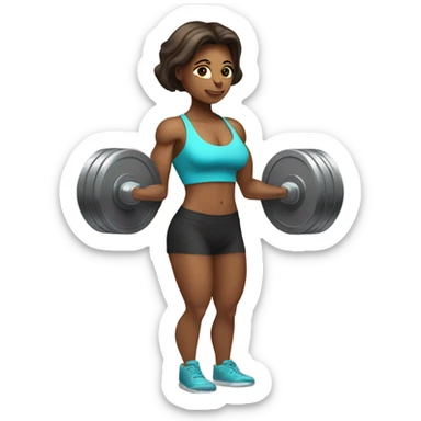 Bodybuilder woman, buff, lifting weights  sticker