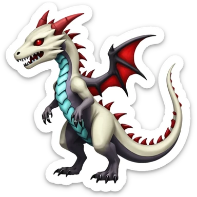 Shiny White Evil Glowing Eldritch Marowak-Salandit-Duskull-Darkdramon-fusion with bloody red markings sticker