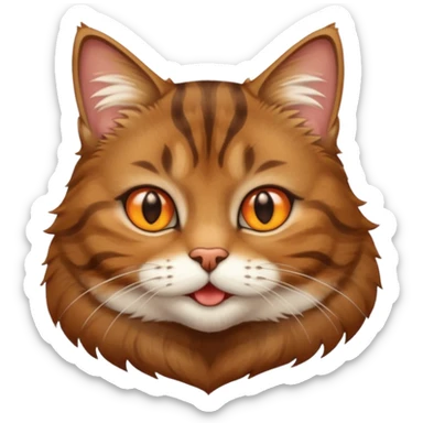 Brown cat tabby with white mouth sticker