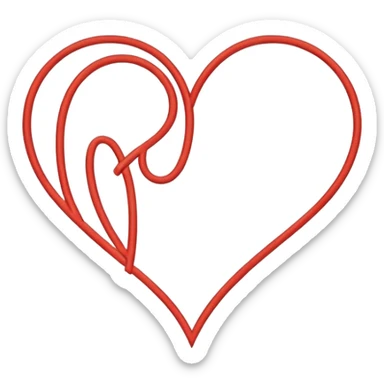 Minimalist illustration of a heart drawn with a single continuous line Integrated into the heart’s line, the letters ‘N’ and ‘K’ appear subtly, as part of the drawing itself sticker