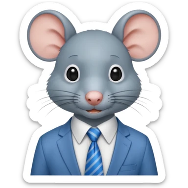 rat with shirt and blue tie sticker