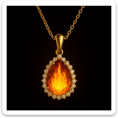 Add a yellow fiery light to the teardrop ruby pendant, representing transformation and rebirth sticker