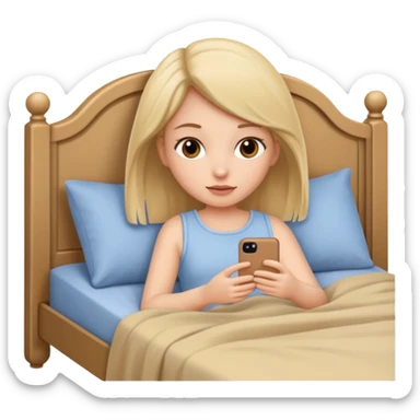 girl in a beige bed sticker