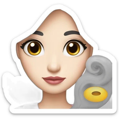 Beautiful woman,Black hair,long hair,White skin,oval face,big eyes,Blackeyes,Pink lips,Chinese sticker