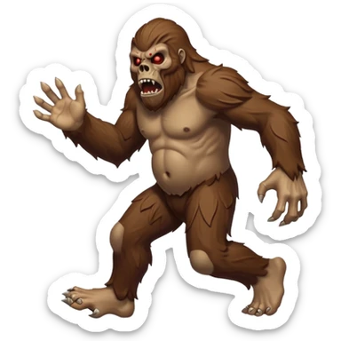 An angry sasquatch running full speed to the right in "blitzkrieg" mode. In the style of you bleeding skull art. Needs to be running in the opposite direction with bloody hands and feet sticker