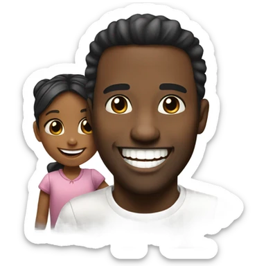 black man grinning at little girl sticker