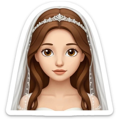 beautiful brown long hair modern bride with veil sticker