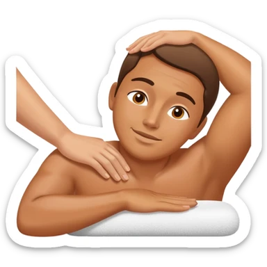 person getting a massage, relaxed face sticker