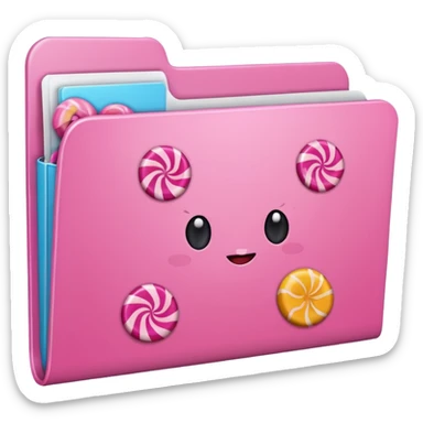 file folder with pink candy picture on front  sticker