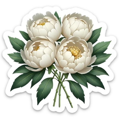 White peonies bouquet  sticker