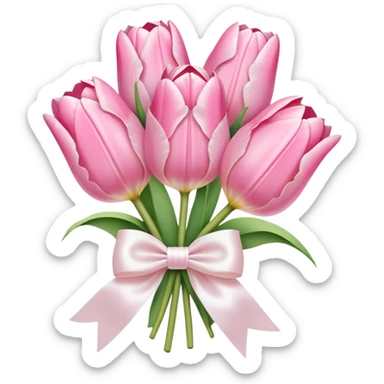 Pastel pink tulip bouquet with bow sticker