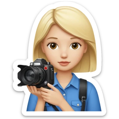 blonde Girl carrying camera equipment sticker